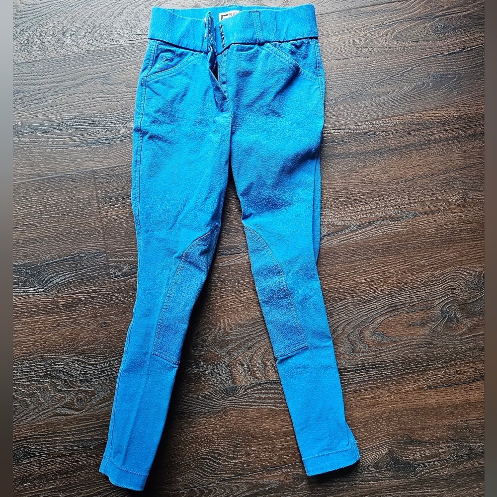 Riding Sport Girls Essential Bright Pull-On Breech, Blue, Size 10